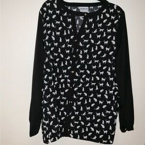 BonWorth Black and White Cat Print Blouse